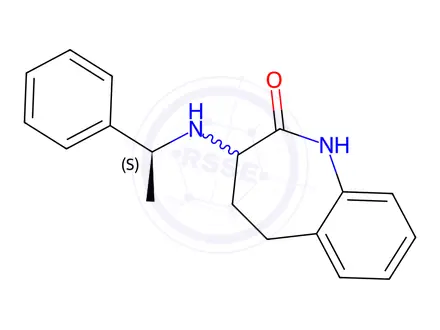 Chemical structure of 3-(((S)-1-Phenylethyl)amino)-1,3,4,5-tetrahydro-2H-benzo[b]azepin-2-one