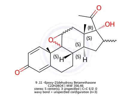 Chemical structure of 9β,11β-Epoxy-21dehydroxy Betamethasone