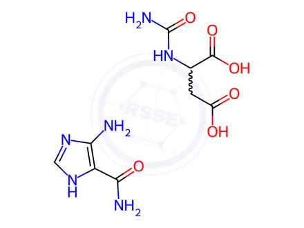 Chemical structure of N-carbamoyl-DL-aspartic acid, compound with 5-amino-1H-imidazole-4-carboxamide (1:1)