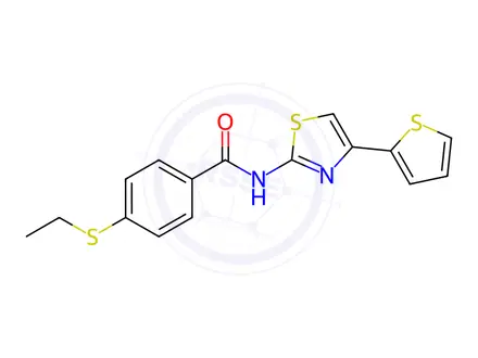 Chemical structure of 4-(Ethylthio)-N-(4-(thiophen-2-yl)thiazol-2-yl)benzamide