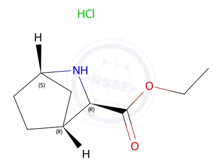 Chemical structure of (1S,3S,4S)-ethyl 2-azabicyclo[2.2.1]heptane-3-carboxylate hydrochloride