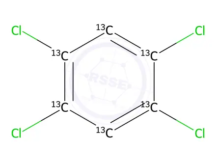 Chemical structure of 1,2,4,5-Tetrachlorobenzene 13C6