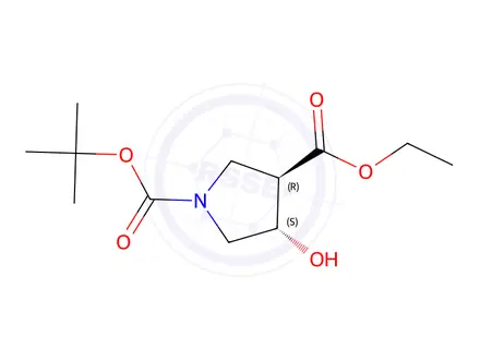 Chemical structure of 1-(tert-Butyl) 3-ethyl (3R,4S)-4-hydroxypyrrolidine-1,3-dicarboxylate
