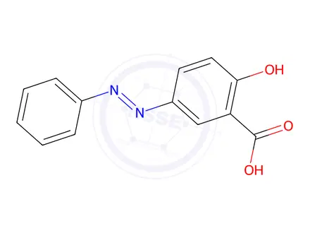 Chemical structure of 2-Hydroxy-5-(phenyldiazenyl)benzoic acid