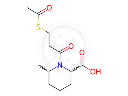 Chemical structure of 1-[3-(Acetylsulfanyl)propanoyl]-6-methyl-2-piperidinecarboxylic acid