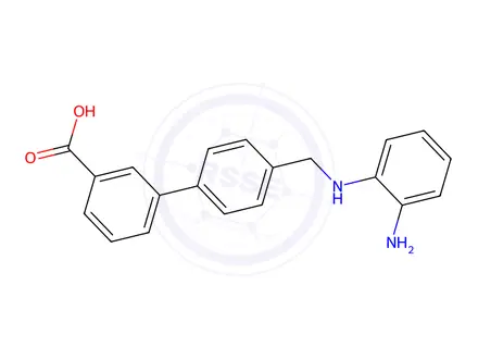 Chemical structure of 4'-(((2-aminophenyl)amino)methyl)-[1,1'-biphenyl]-3-carboxylic acid