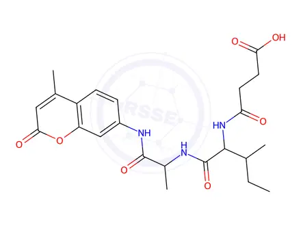 Chemical structure of N-Succinyl-Ile-Ala-7-amido-4-methylcoumarin