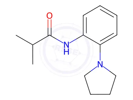 Chemical structure of N-(2-(pyrrolidin-1-yl)phenyl)isobutyramide