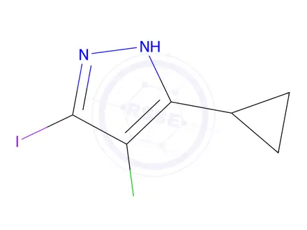 Chemical structure of 4-Chloro-3-cyclopropyl-5-iodo-1H-pyrazole