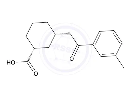 Chemical structure of cis-3-[2-(3-Methylphenyl)-2-oxoethyl]-cyclohexane-1-carboxylic acid