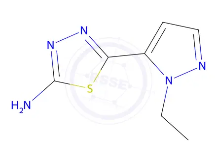 Chemical structure of 5-(1-Ethyl-1H-pyrazol-5-yl)-1,3,4-thiadiazol-2-amine