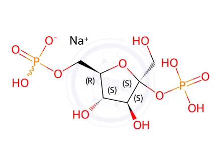 Chemical structure of β-D-Fructofuranose, 2,6-bis(dihydrogen phosphate), xsodium salt