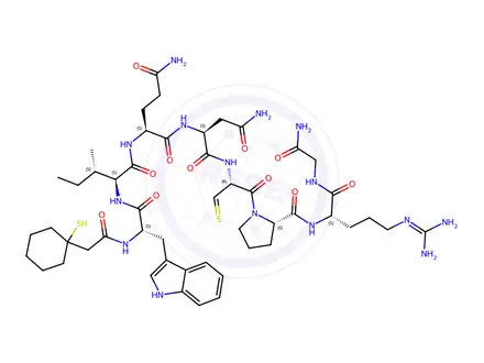 Chemical structure of beta-Mercapto-beta,beta-cyclopentamethylenepropionic acid-2-trp-8-arg-oxytocin