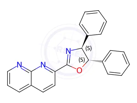 Chemical structure of (4S,5S)-2-(1,8-Naphthyridin-2-yl)-4,5-diphenyl-4,5-dihydrooxazole