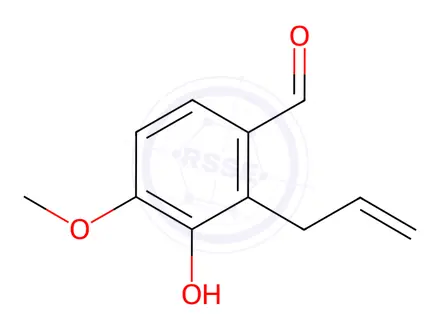 Chemical structure of Benzaldehyde, 3-hydroxy-4-methoxy-2-(2-propen-1-yl)-(ACI)