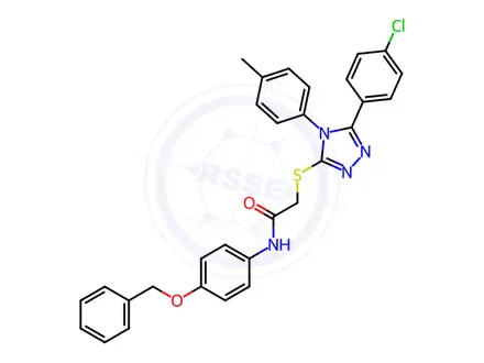 Chemical structure of N-(4-(Benzyloxy)phenyl)-2-((5-(4-chlorophenyl)-4-(p-tolyl)-4H-1,2,4-triazol-3-yl)thio)acetamide