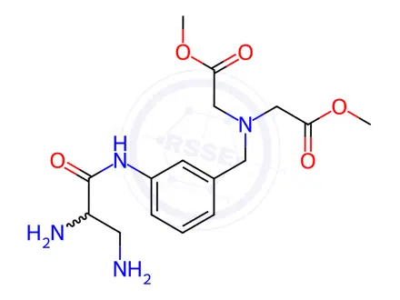 Chemical structure of dichloro-(4-methyleneiminodiacetic acid)phenyl-(2',3'-diaminopropionamide)platinum(II)