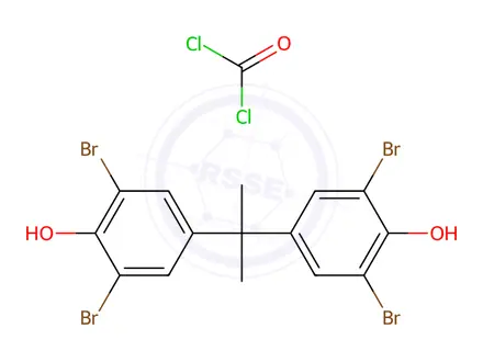 Chemical structure of Carbonic dichloride, polymer with 4,4-(1-methylethylidene)bis2,6-dibromophenol and 4,4-(1-methylethylidene)bisphenol
