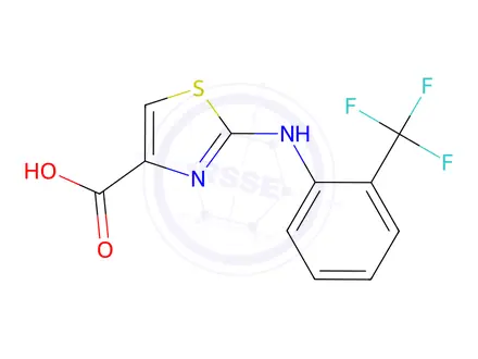 Chemical structure of 2-((2-(Trifluoromethyl)phenyl)amino)thiazole-4-carboxylic acid