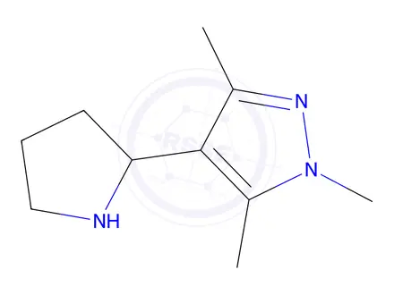 Chemical structure of 1,3,5-trimethyl-4-(pyrrolidin-2-yl)-1H-pyrazole