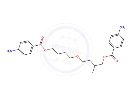 Chemical structure of 4-(4-((4-Aminobenzoyl)oxy)-3-methylbutoxy)butyl 4-aminobenzoate