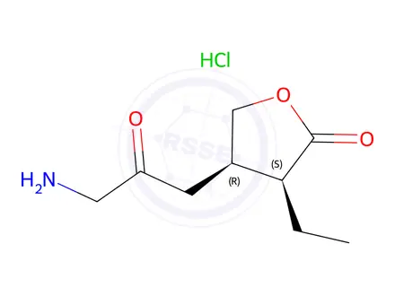 Chemical structure of (3S-cis)-4-(3-Amino-2-oxopropyl)-3-ethyldihydro-2(3H)-Furanone Hydrochloride Salt