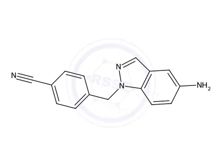 Chemical structure of 4-((5-Amino-1H-indazol-1-yl)methyl)benzonitrile