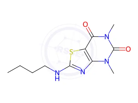 Chemical structure of 2-(Butylamino)-4,6-dimethylthiazolo(4,5-d)pyrimidine-5,7(4H,6H)-dione