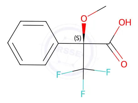 Chemical structure of (S)-(-)-α-Methoxy-α-(trifluoromethyl)phenylacetic acid