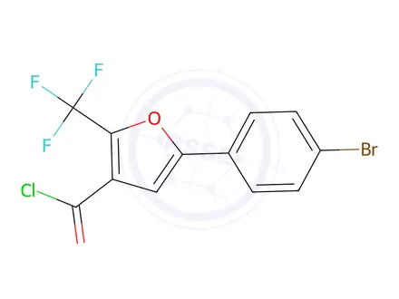 Chemical structure of 5-(4-bromophenyl)-2-(trifluoromethyl)-3-furoyl chloride