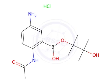 Chemical structure of N-(4-Amino-2-(4,4,5,5-tetramethyl-1,3,2-dioxaborolan-2-yl)phenyl)acetamide hydrochloride