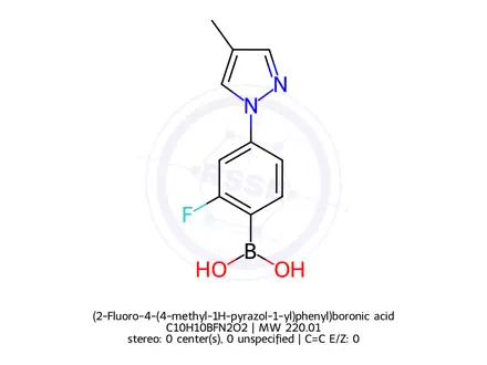 Chemical structure of (2-Fluoro-4-(4-methyl-1H-pyrazol-1-yl)phenyl)boronic acid