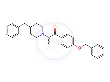Chemical structure of 1-[4-(phenylmethoxy)phenyl]-2-[4-(phenylmethyl)piperidino]propan-1-one