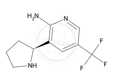 Chemical structure of (S)-3-(Pyrrolidin-2-yl)-5-(trifluoromethyl)pyridin-2-amine