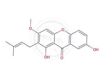Chemical structure of 1,7-Dihydroxy-3-methoxy-2-prenylxanthone