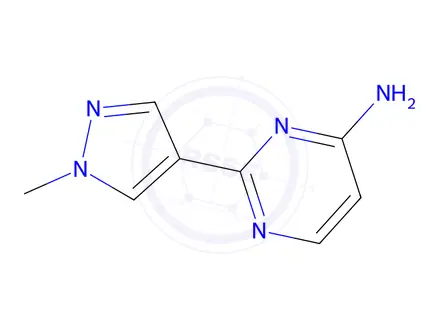 Chemical structure of 2-(1-Methyl-1H-pyrazol-4-yl)pyrimidin-4-amine