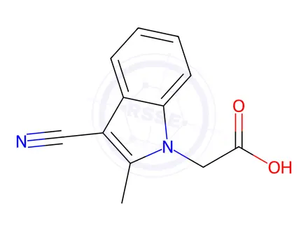 Chemical structure of (3-Cyano-2-methyl-indol-1-yl)-acetic acid