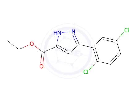 Chemical structure of Ethyl 5-(2,5-dichlorophenyl)-1H-pyrazole-3-carboxylate