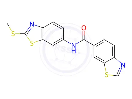 Chemical structure of N-(2-(Methylthio)benzo[d]thiazol-6-yl)benzo[d]thiazole-6-carboxamide