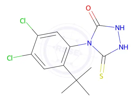 Chemical structure of 4-(2-(tert-Butyl)-4,5-dichlorophenyl)-5-thioxo-1,2,4-triazolidin-3-one