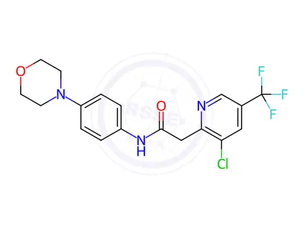 Chemical structure of 2-[3-chloro-5-(trifluoromethyl)-2-pyridinyl]-N-(4-morpholinophenyl)acetamide