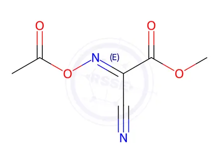 Chemical structure of Acetic acid, [(acetyloxy)imino]cyano-, methyl ester (9CI)