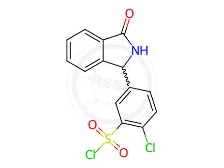 Chemical structure of 2-chloro-5-(3-oxoisoindolin-1-yl)benzene-1-sulfonyl chloride