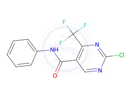 Chemical structure of 2-Chloro-N-phenyl-4-(trifluoromethyl)pyrimidine-5-carboxamide