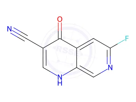 Chemical structure of 6-fluoro-4-hydroxy-1,7-naphthyridine-3-carbonitrile