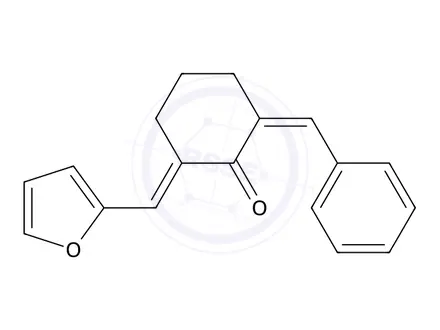 Chemical structure of 2-Benzylidene-6-(furan-2-ylmethylene)cyclohexanone