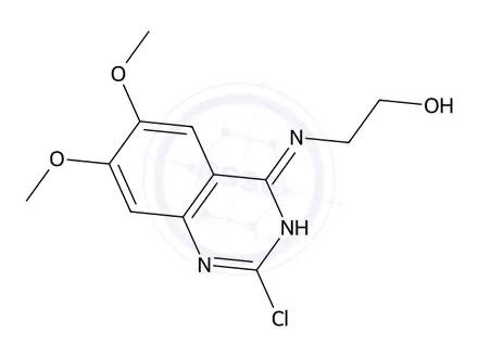Chemical structure of 2-((2-Chloro-6,7-dimethoxyquinazolin-4-yl)amino)ethan-1-ol