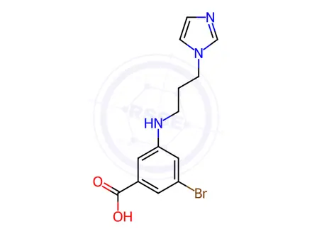 Chemical structure of Benzoic acid, 3-bromo-5-[[3-(1H-imidazol-1-yl)propyl]amino]-