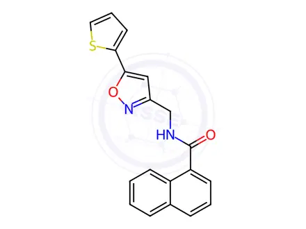 Chemical structure of N-[(5-thiophen-2-yl-1,2-oxazol-3-yl)methyl]naphthalene-1-carboxamide