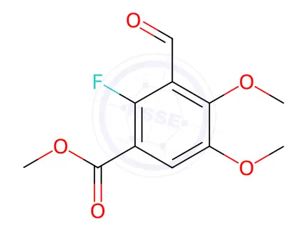 Chemical structure of Benzoic acid, 2-fluoro-3-formyl-4,5-dimethoxy-, methyl ester